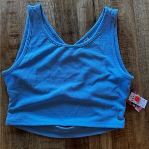Roxy Sky Blue criss cross back crop top cropped tank XXL Open back cut out NWT